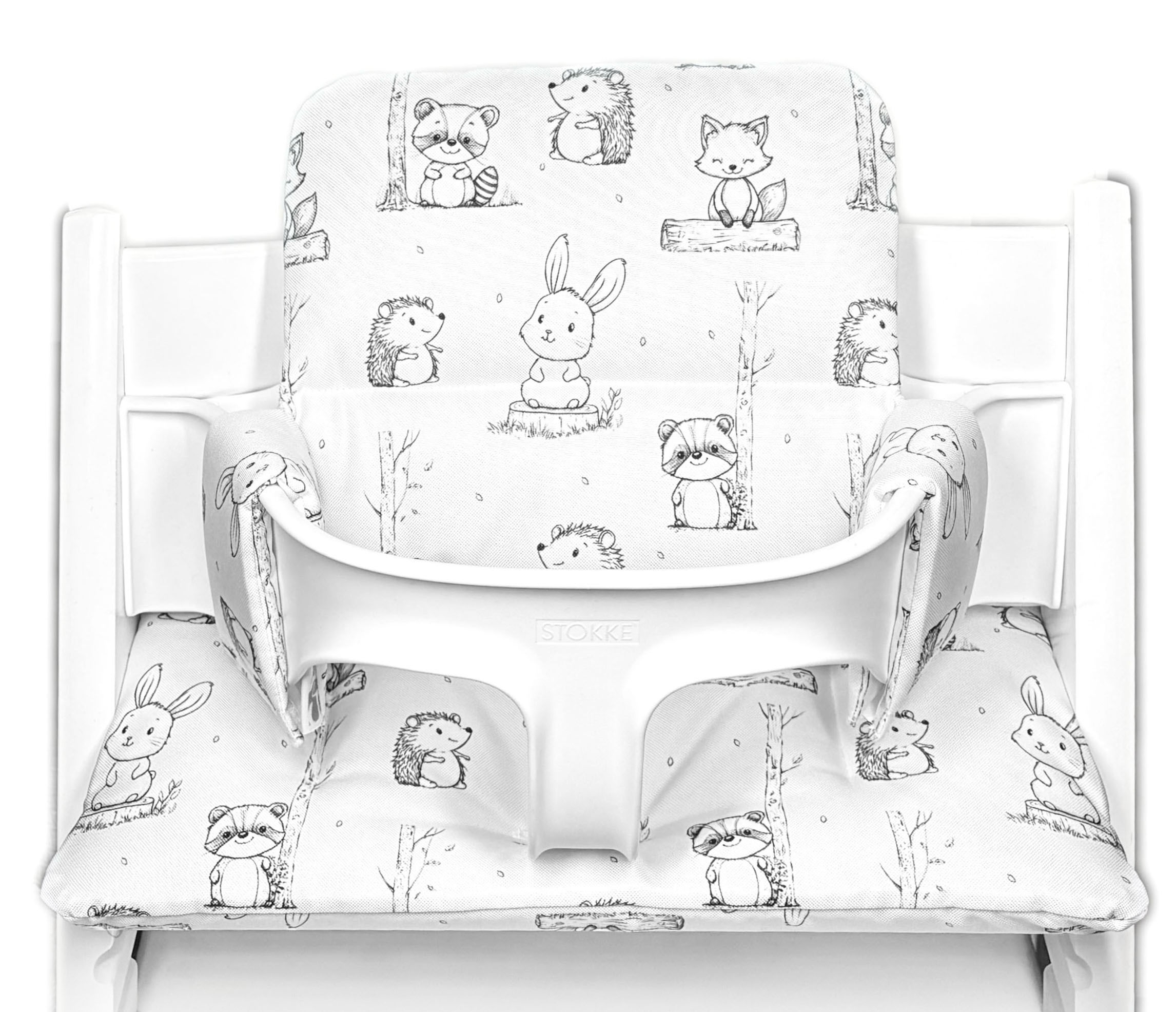 Tripp Trapp Sitzkissen Hase Fuchs Waldtiere weiß abwaschbar