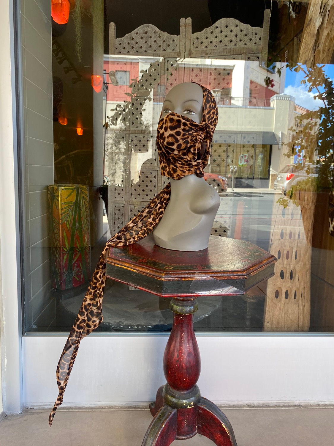 Cheetah print mask scarf￼