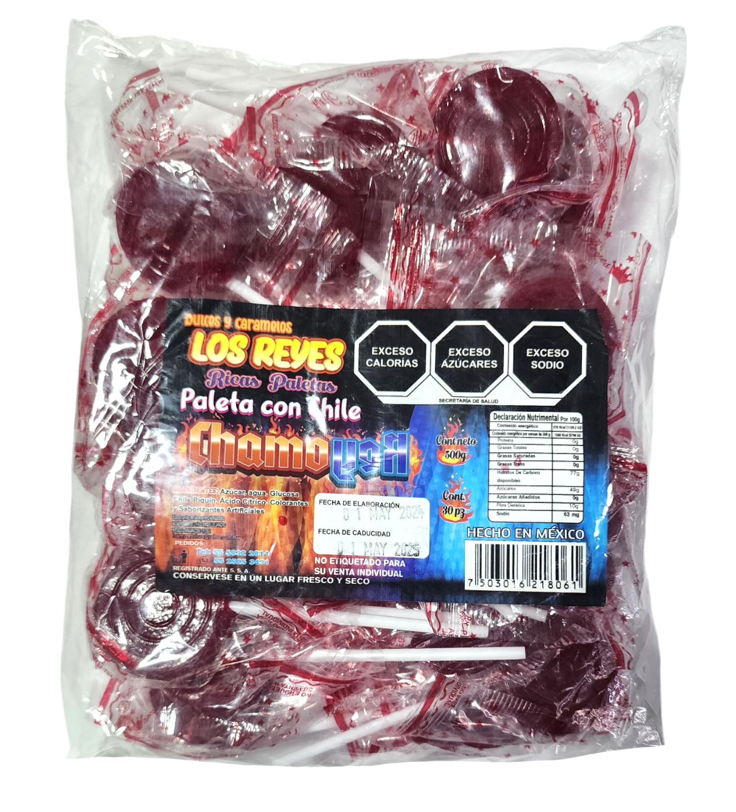 Paleta Raqueta Los Reyes Chamoy con Chile