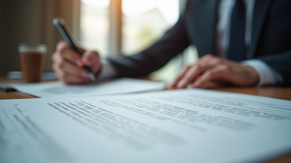 Close-up view of a legal document preparation service workspace