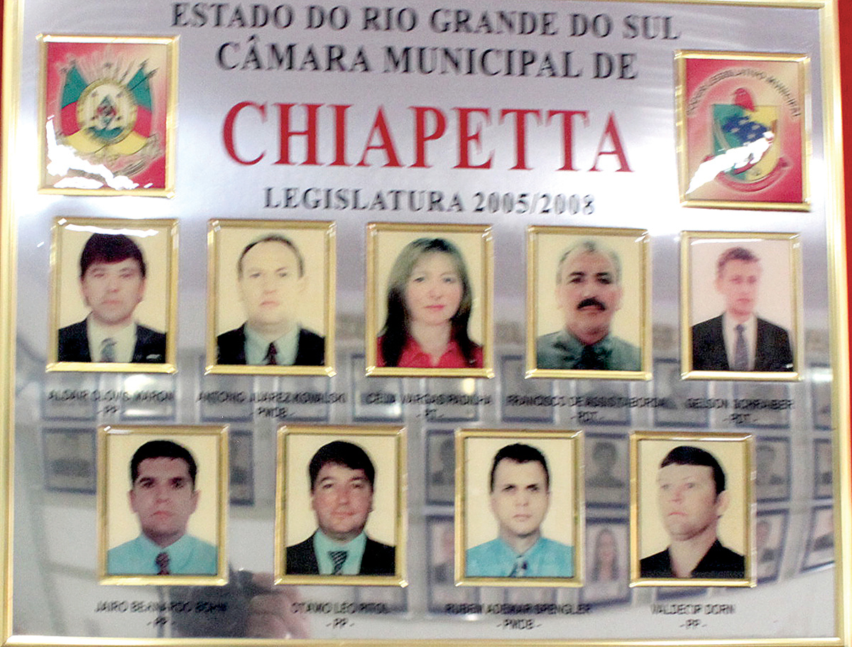 Quadro fotográfico da 9ª Legislatura da Câmara Municipal de Chiapetta