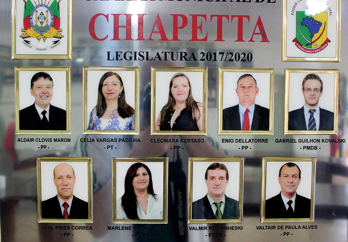 Quadro fotográfico da 12ª Legislatura da Câmara Municipal de Chiapetta