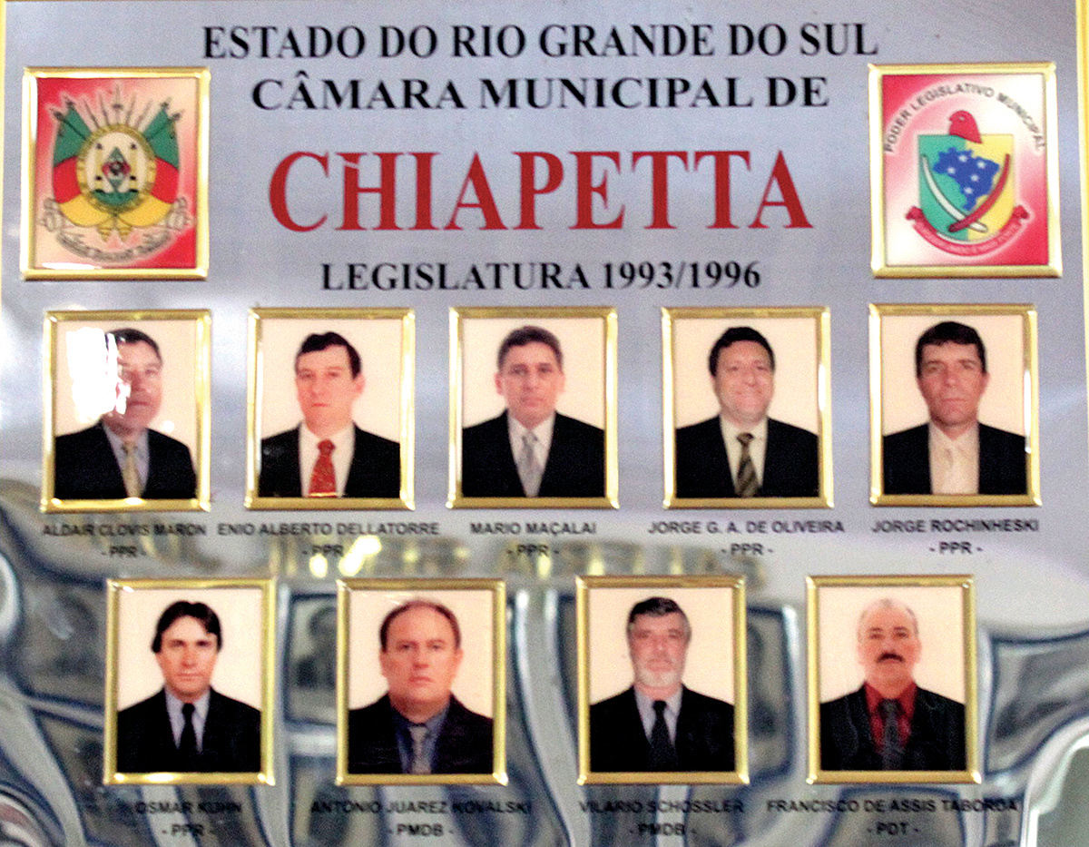 Quadro fotográfico da 6ª Legislatura da Câmara Municipal de Chiapetta