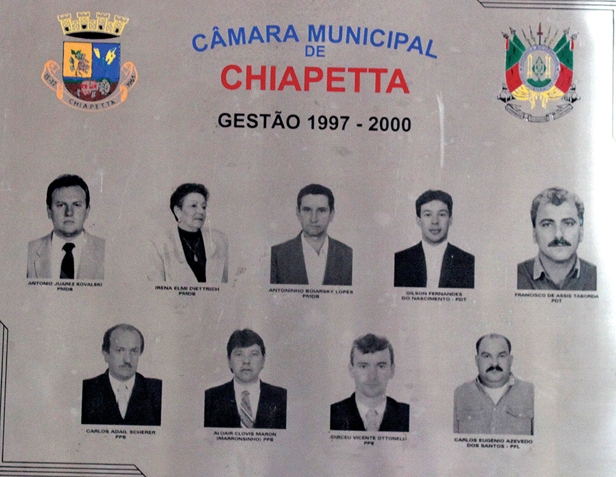Quadro fotográfico da 7ª Legislatura da Câmara Municipal de Chiapetta