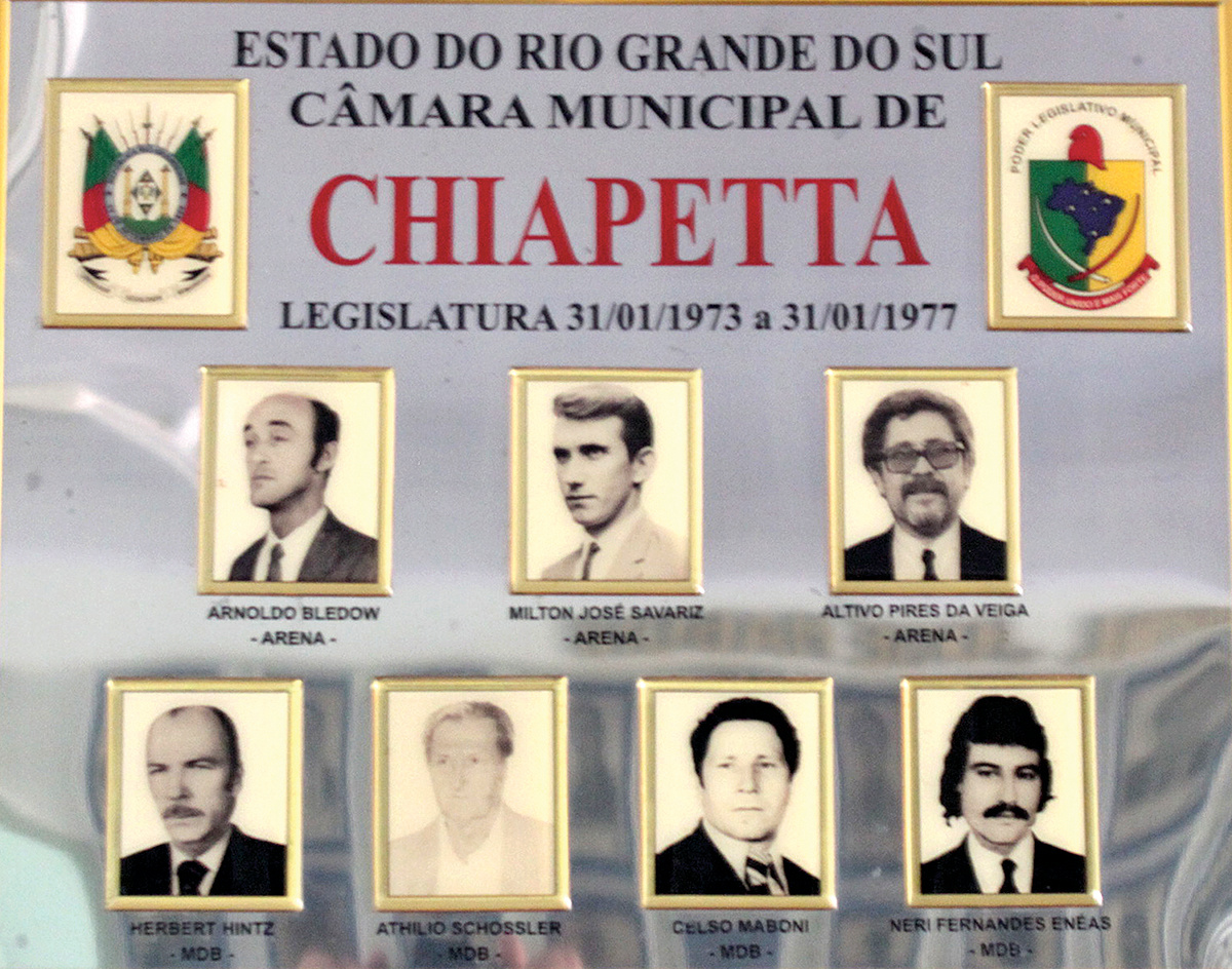 Quadro fotográfico da 2ª Legislatura da Câmara Municipal de Chiapetta