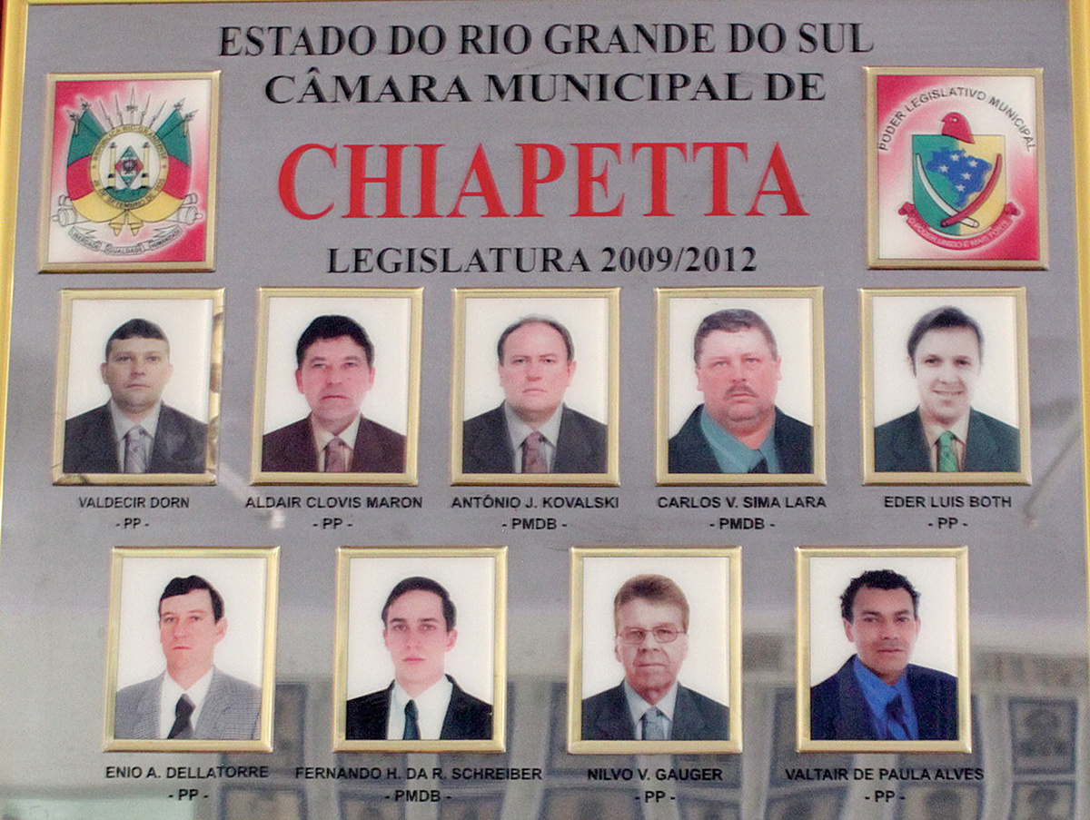 Quadro fotográfico da 10ª Legislatura da Câmara Municipal de Chiapetta