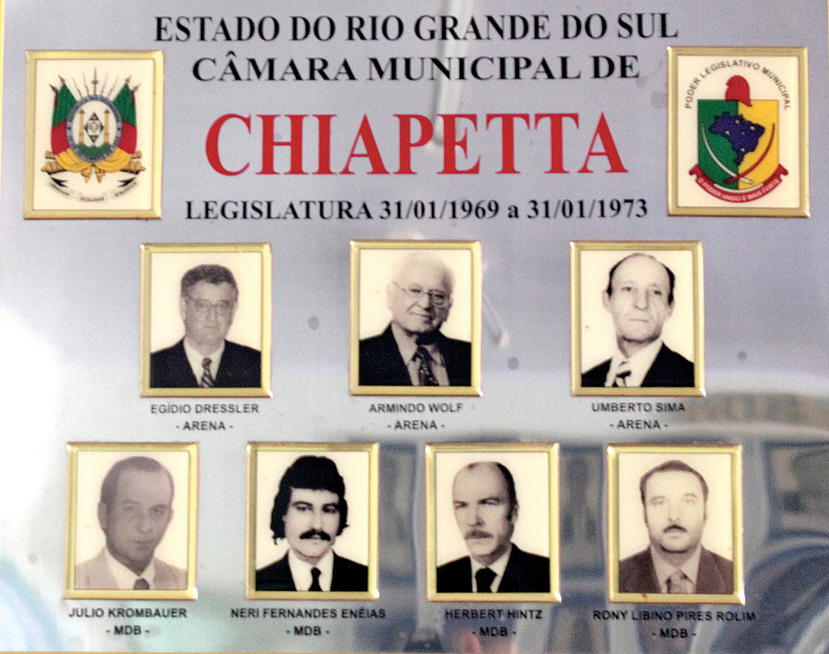 Quadro fotográfico da 1ª Legislatura da Câmara Municipal de Chiapetta
