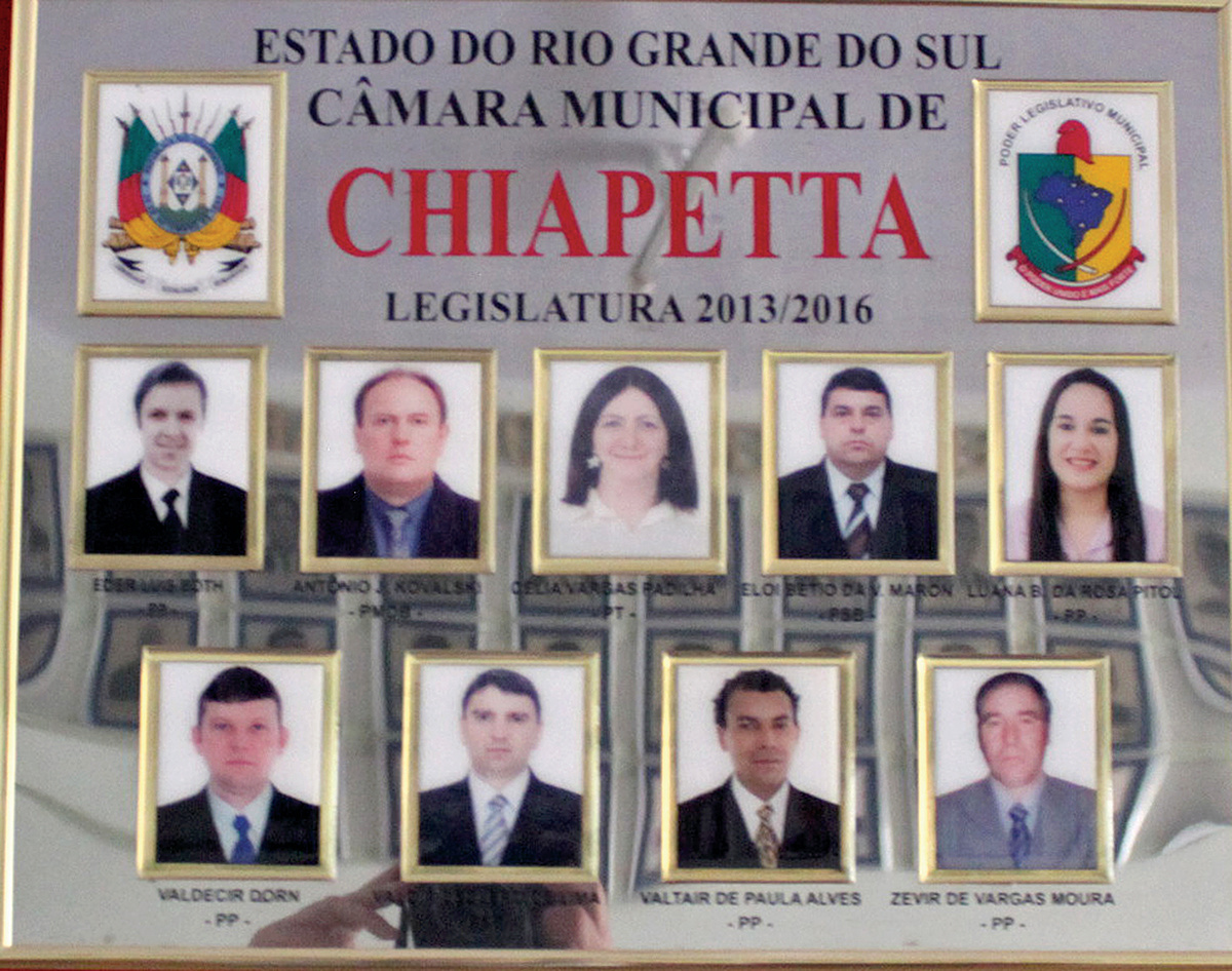 Quadro fotográfico da 11ª Legislatura da Câmara Municipal de Chiapetta