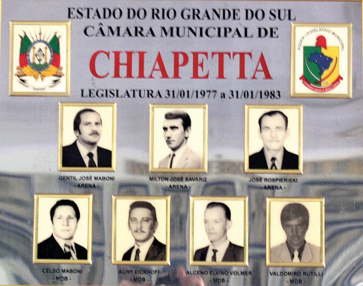 Quadro fotográfico da 3ª Legislatura da Câmara Municipal de Chiapetta