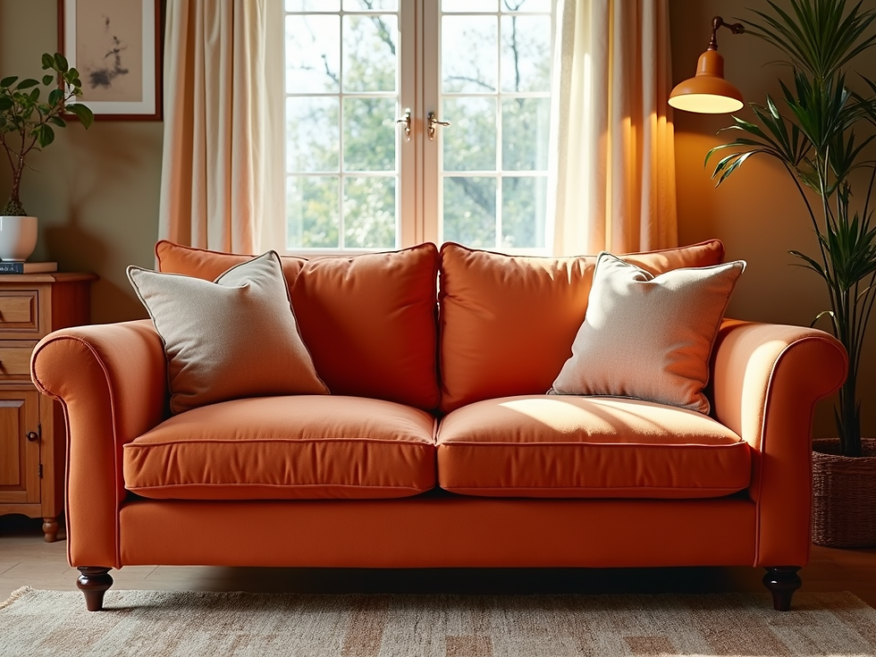 Close-up view of a craftsman sewing fabric on a chair seat