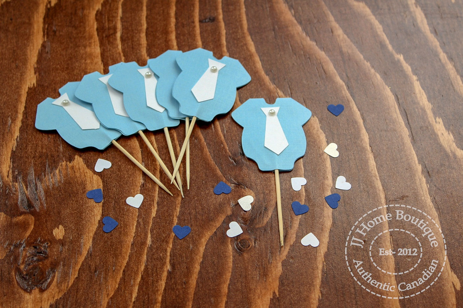 Charming Blue Onesie Cupcake Toppers
