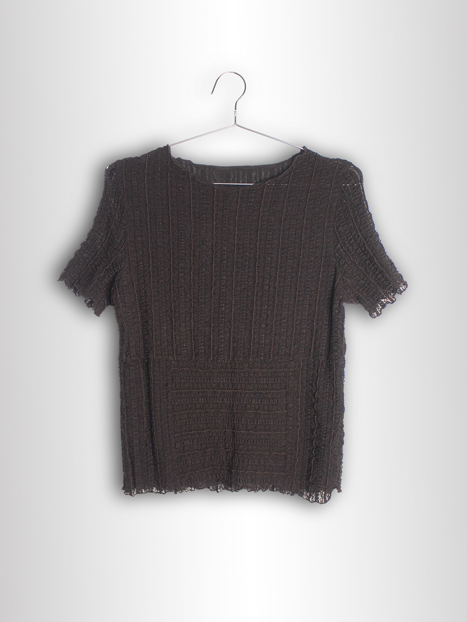 MESH BROWN STRUCTURED T-SHIRT Size S/M
