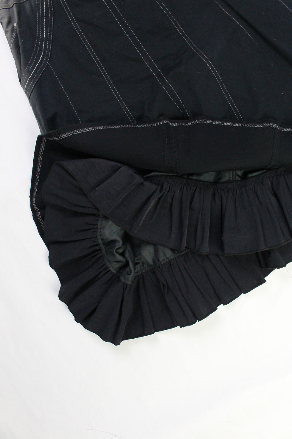 Thumbnail: BLACK LAYERED MIDI SKIRT WITH CONTRAST STITCHING Size S