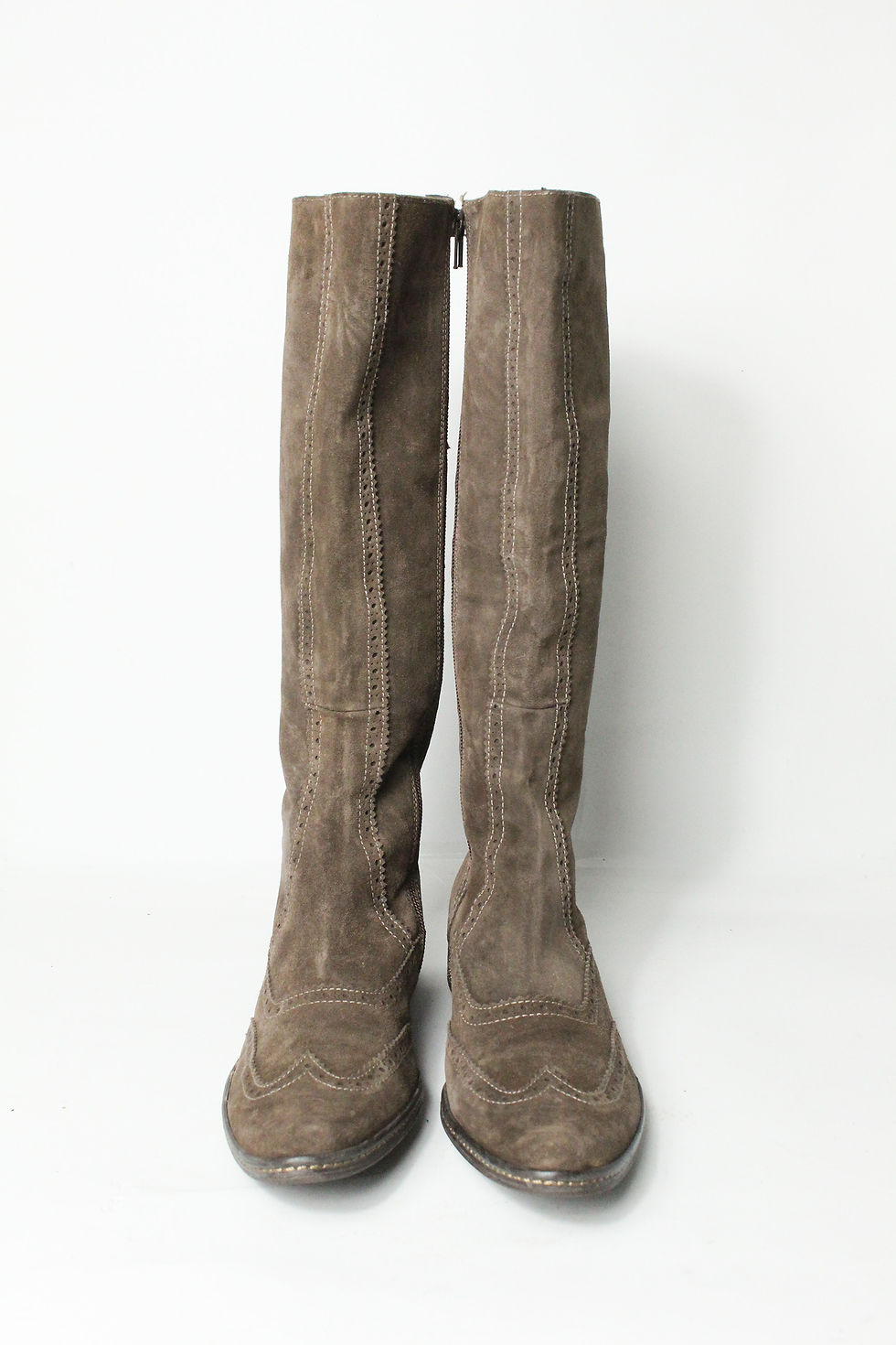 Thumbnail: BROWN SUEDE POINTED TOE BOOTS Size 41