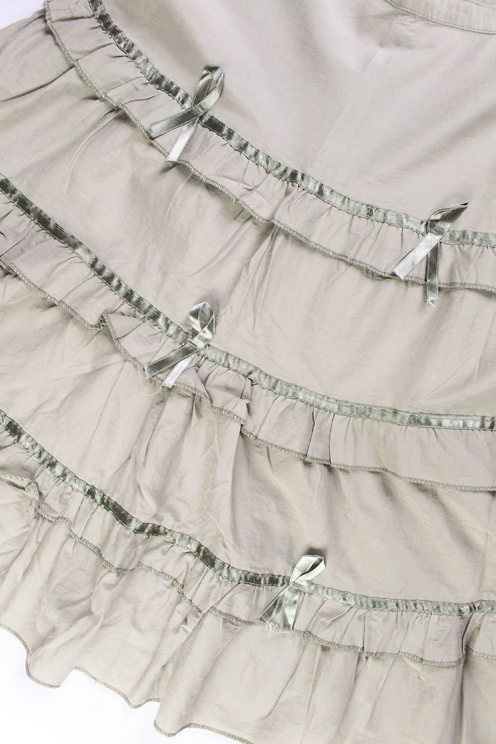Thumbnail: GREEN MIDI SKIRT WITH RUFFLES Size M