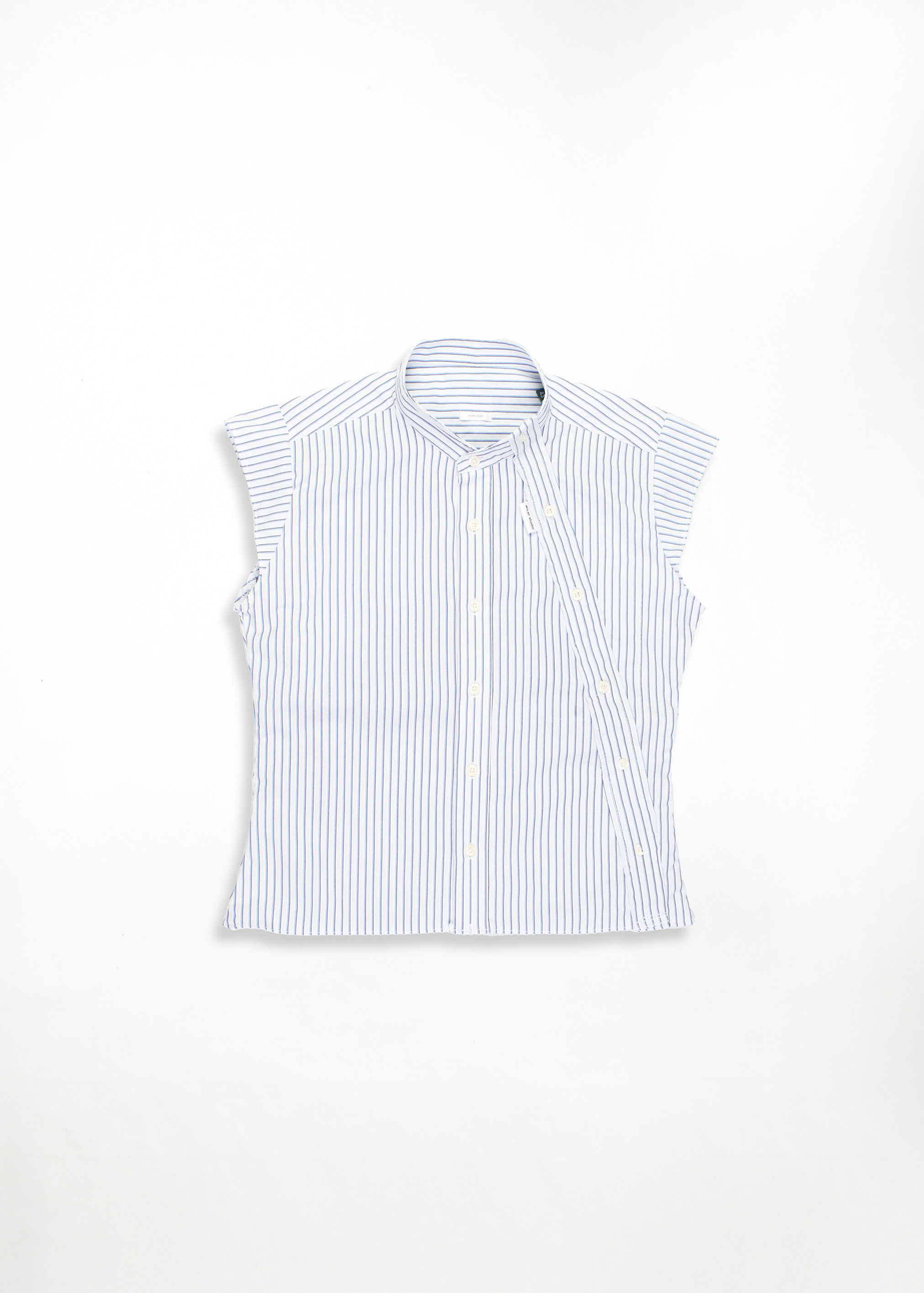 WHITE PINSTRIPE SHIRT WITH BLUE STRIPES Size S