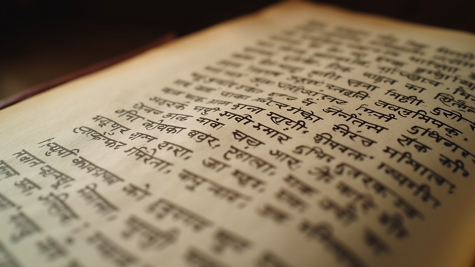 Eye-level view of ancient Sanskrit grammar text manuscript