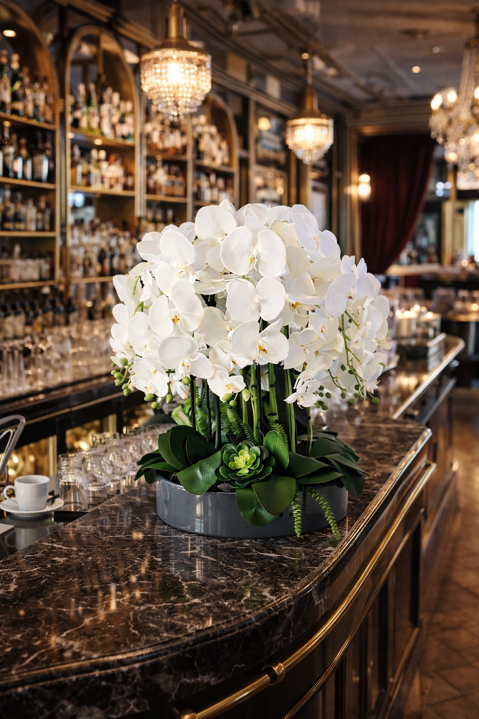 Thumbnail: LA PARISIENNE -Parisian Prestige – White Orchids in an Anthracite Showcase
