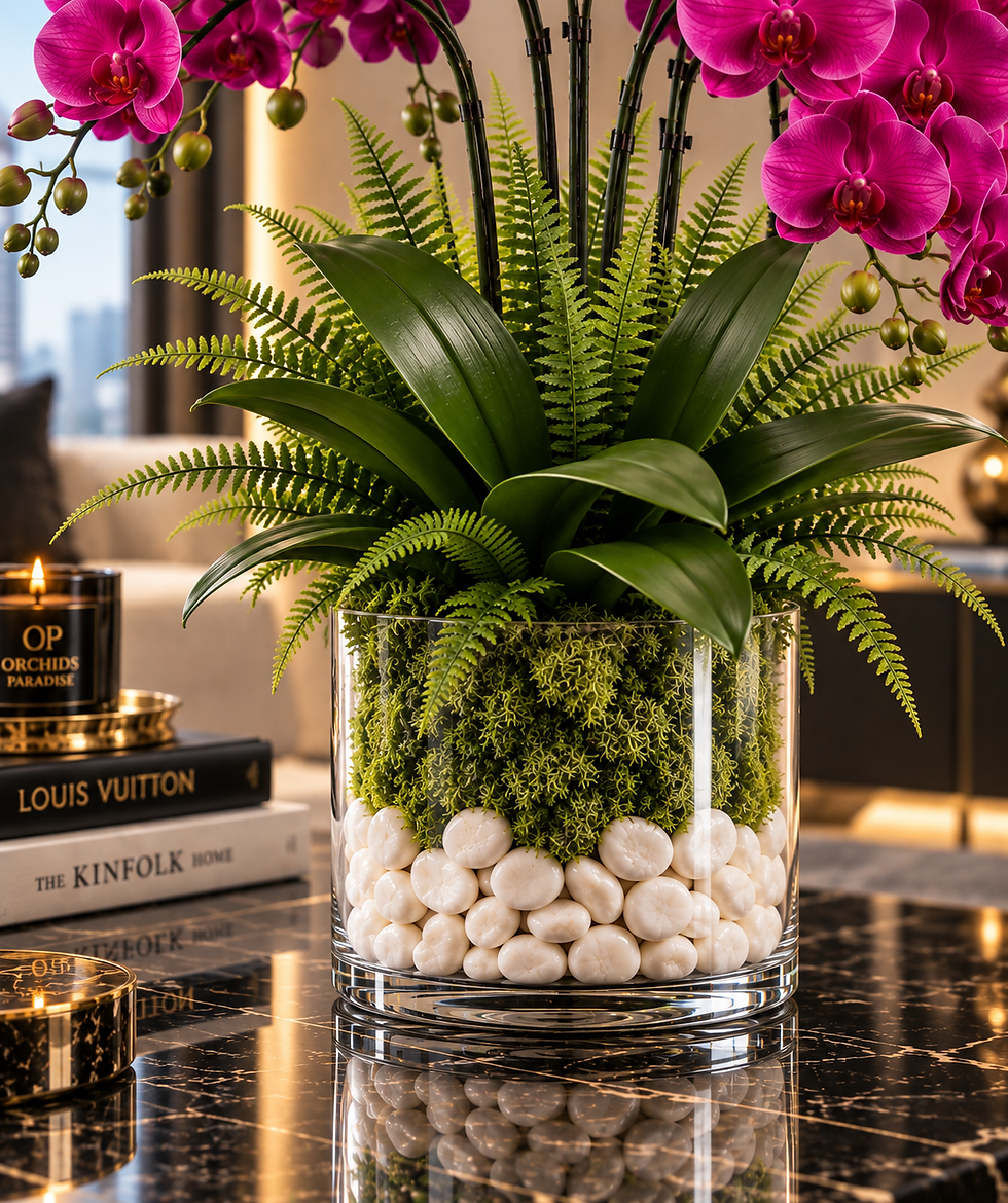 Miniatura: BLANC PARIS - Elegante arreglo de orquídeas blancas en jarrón de cristal