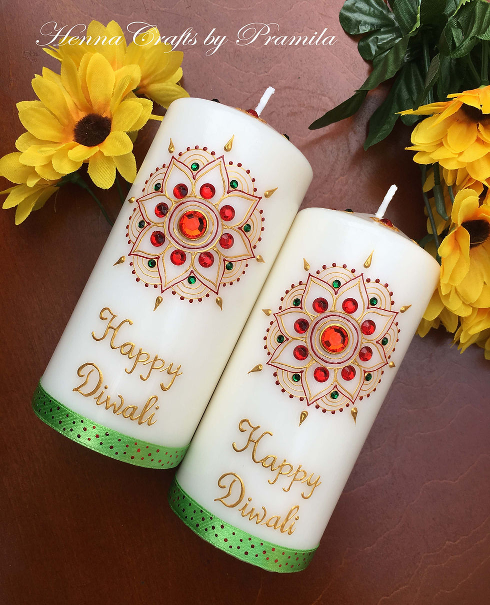 Henna By Pramila | Handpainted Candles | Diwali Candles | Eid Candles | Christmas Candles | Party Favors Candles | Candles in Canada | Candles in USA | Henna  | Ramadan Mubarak Candles | Eid Mubarak Candles