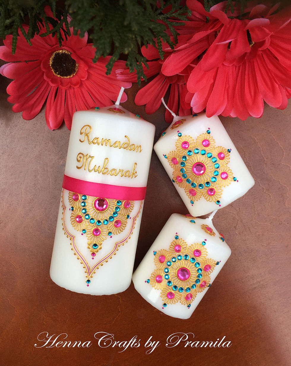 Thumbnail: Henna By Pramila | Handpainted Candles | Diwali Candles | Eid Candles | Christmas Candles | Party Favors Candles | Candles in Canada | Candles in USA | Henna  | Ramadan Mubarak Candles | Eid Mubarak Candles