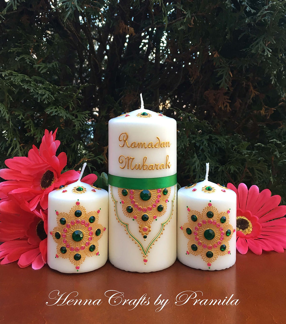 Thumbnail: Henna By Pramila | Handpainted Candles | Diwali Candles | Eid Candles | Christmas Candles | Party Favors Candles | Candles in Canada | Candles in USA | Henna  | Ramadan Mubarak Candles | Eid Mubarak Candles