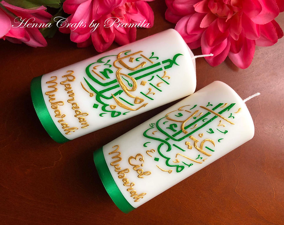 Henna By Pramila | Handpainted Candles | Diwali Candles | Eid Candles | Christmas Candles | Party Favors Candles | Candles in Canada | Candles in USA | Henna  | Ramadan Mubarak Candles | Eid Mubarak Candles