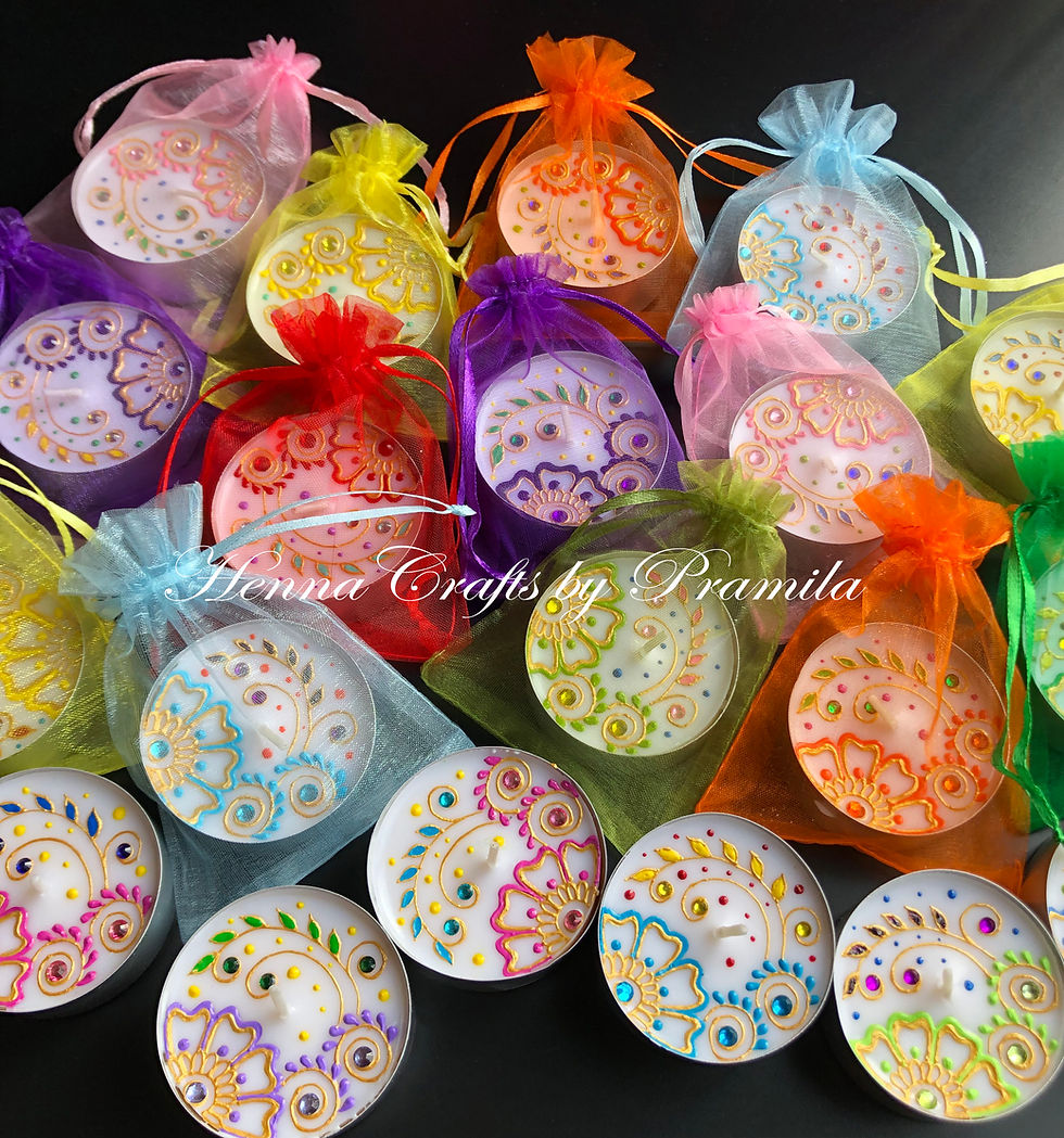 Thumbnail: Henna By Pramila | Handpainted Candles | Diwali Candles | Eid Candles | Christmas Candles | Party Favors Candles | Candles in Canada | Candles in USA | Henna Candles
