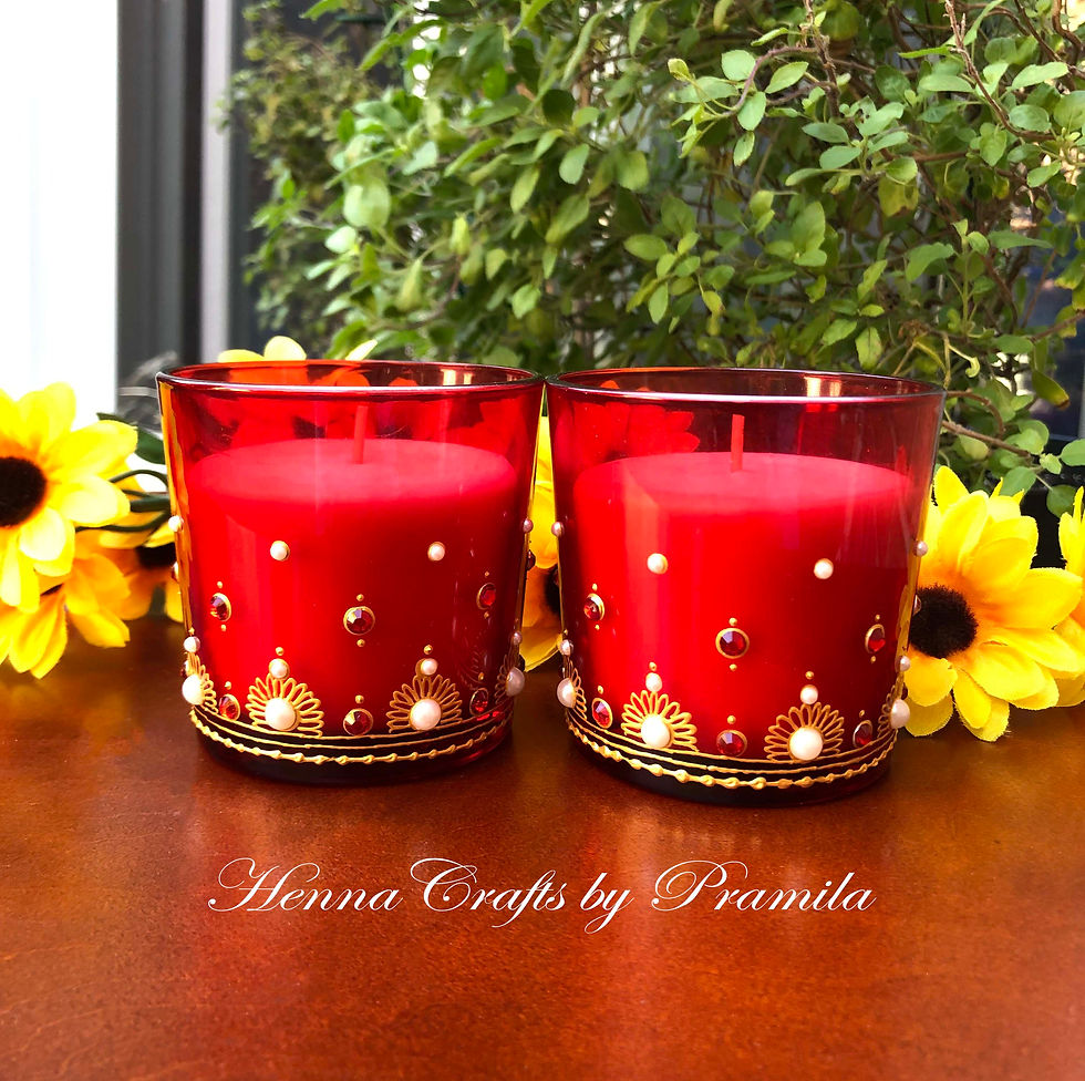 Thumbnail: Henna By Pramila | Handpainted Candles | Diwali Candles | Eid Candles | Christmas Candles | Party Favors Candles | Candles in Canada | Candles in USA | Henna  | Ramadan Mubarak Candles | Eid Mubarak Candles