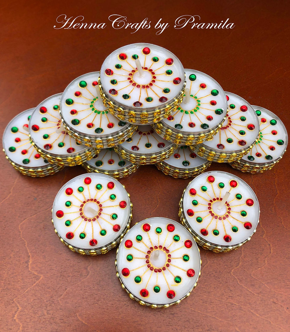 Thumbnail: Henna By Pramila | Handpainted Candles | Diwali Candles | Eid Candles | Christmas Candles | Party Favors Candles | Candles in Canada | Candles in USA | Henna  | Ramadan Mubarak Candles | Eid Mubarak Candles