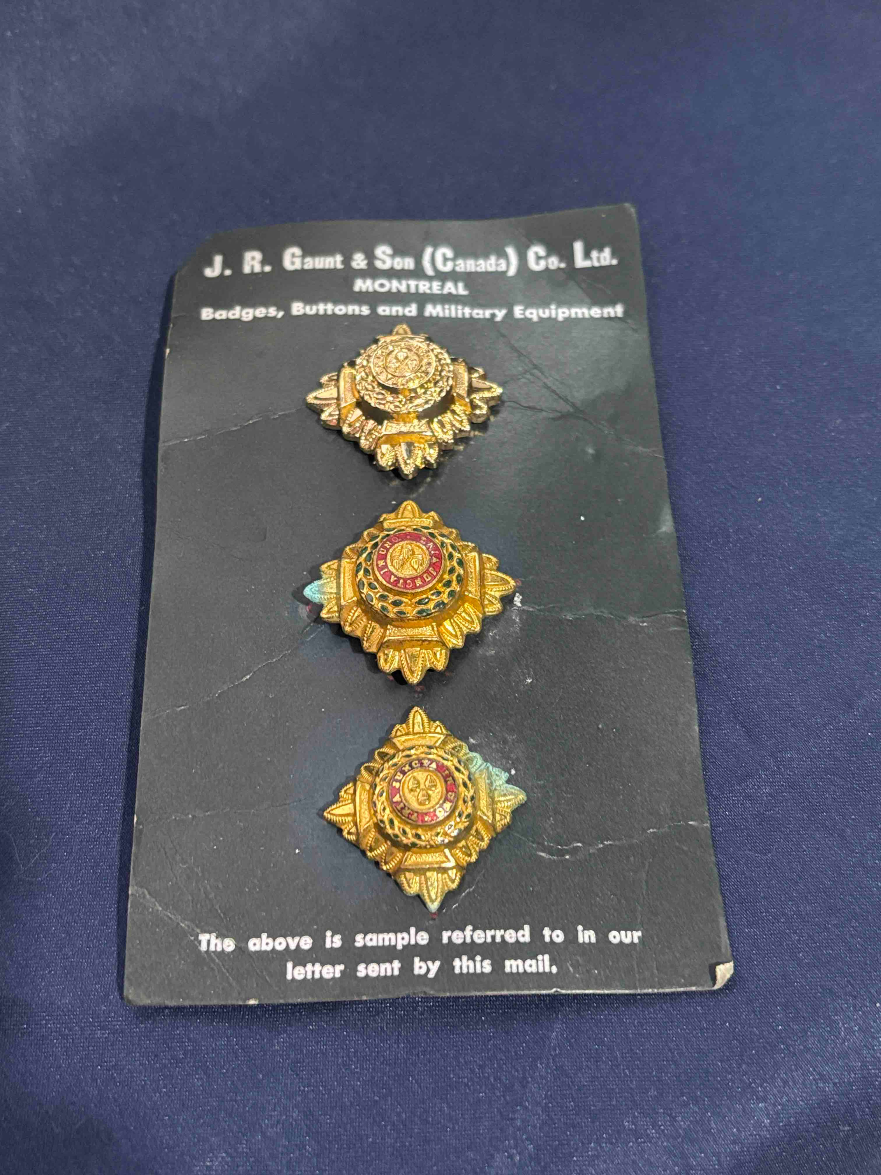 Canadian Army1920-53 Ranks Pips sample card Gaunt