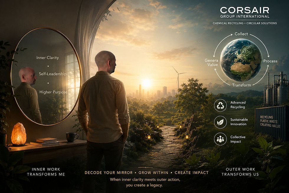 Purpose Driven Business concept showing personal transformation, conscious leadership, and collective impact through sustainable solutions.
