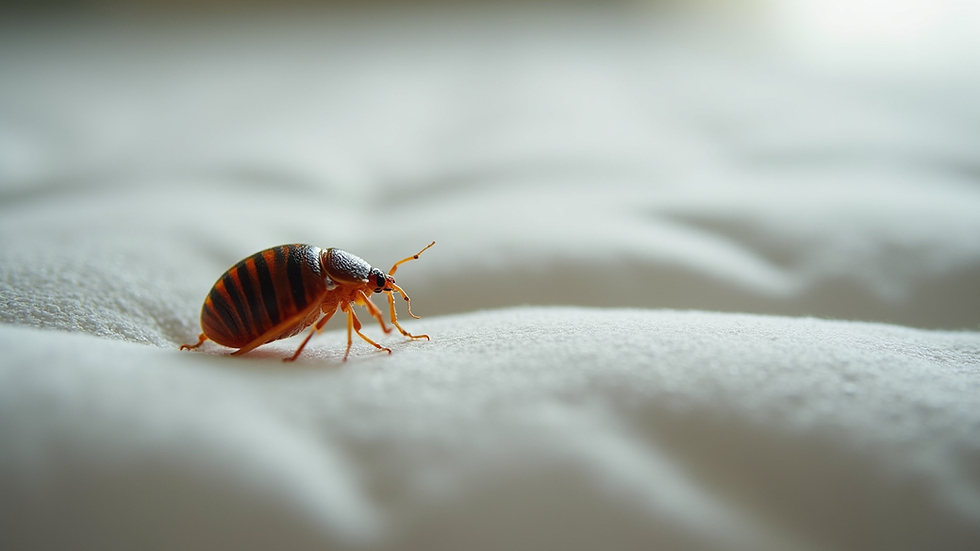Close-up view of bed bug on mattress seam