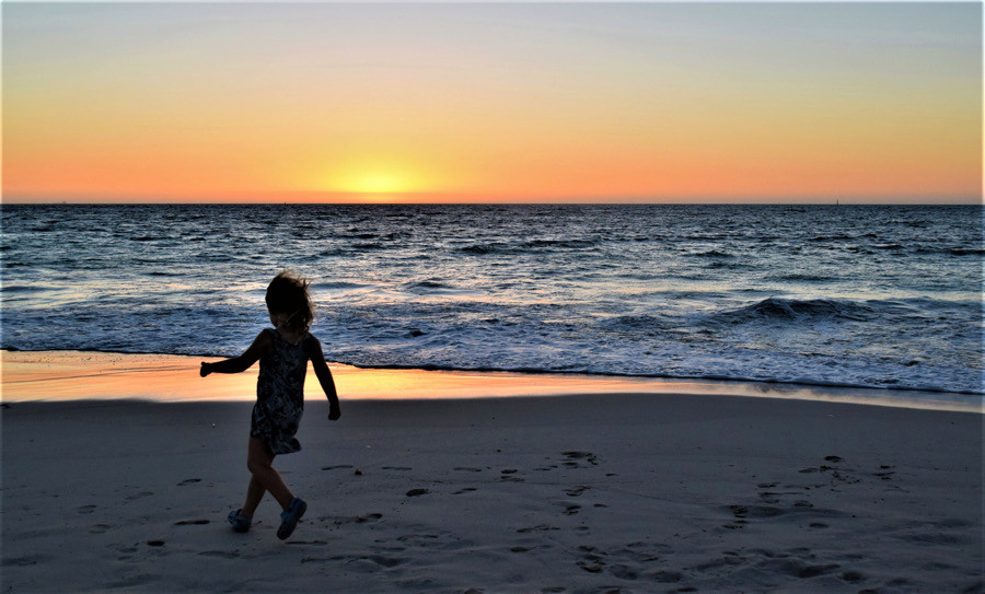 Silhouette on the Ocean shore
