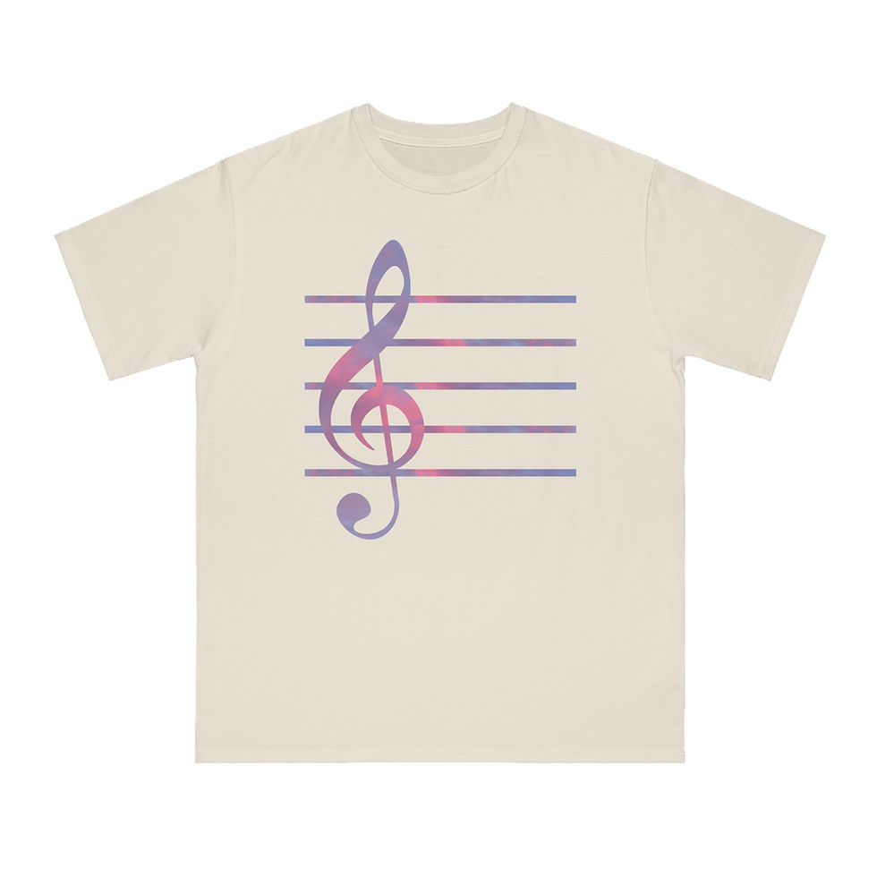 Thumbnail: organic cotton unisex adult t-shirt with nature-inspired treble clef music print by Nat-Ts