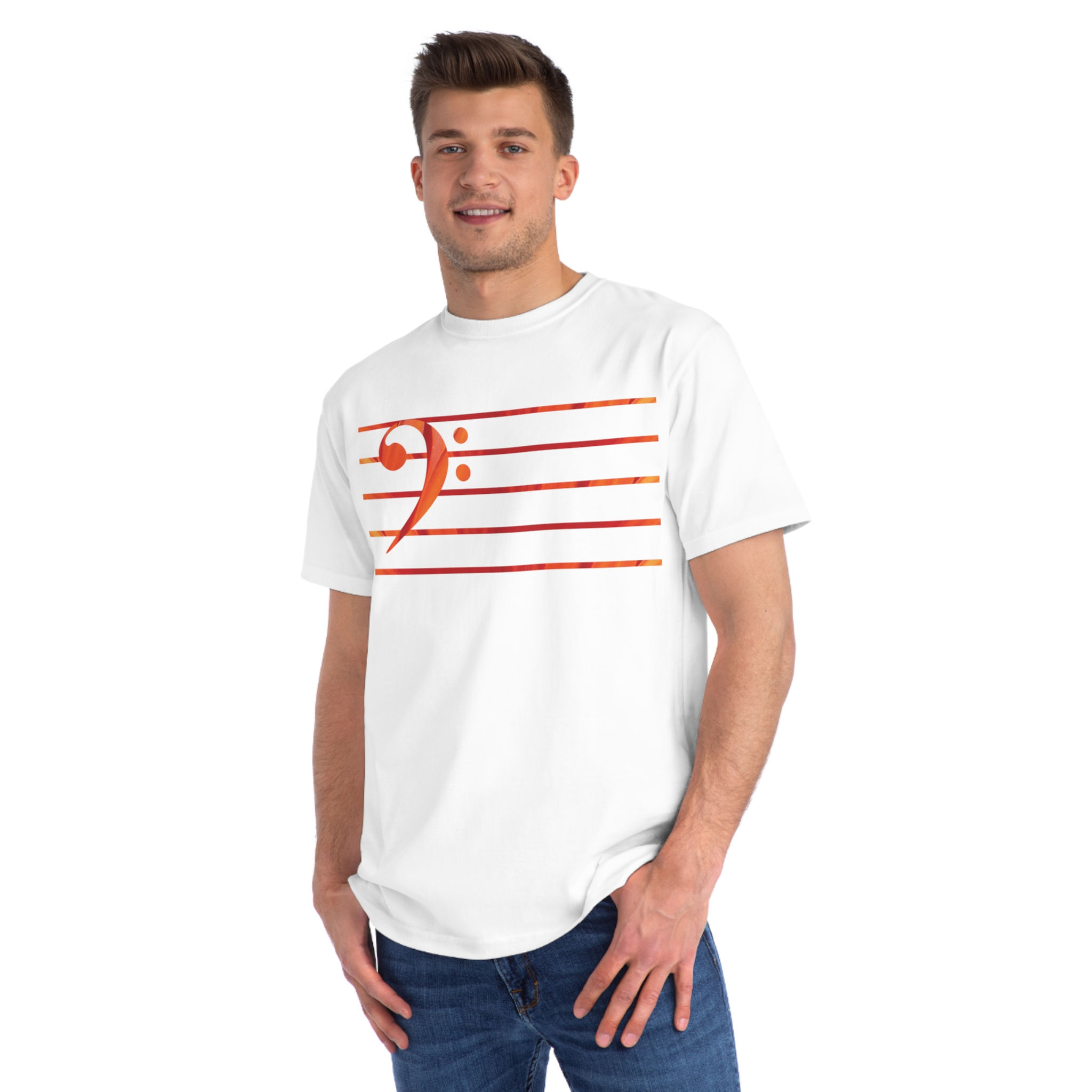 organic adult unisex t shirt with bass clef music graphic by Nat-Ts