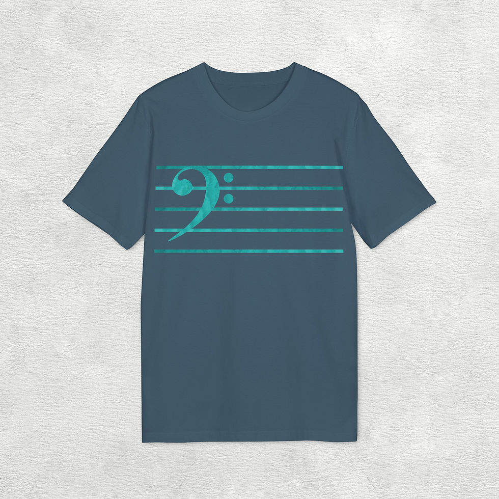 Thumbnail: organic adult unisex t shirt with bass clef music graphic by Nat-Ts