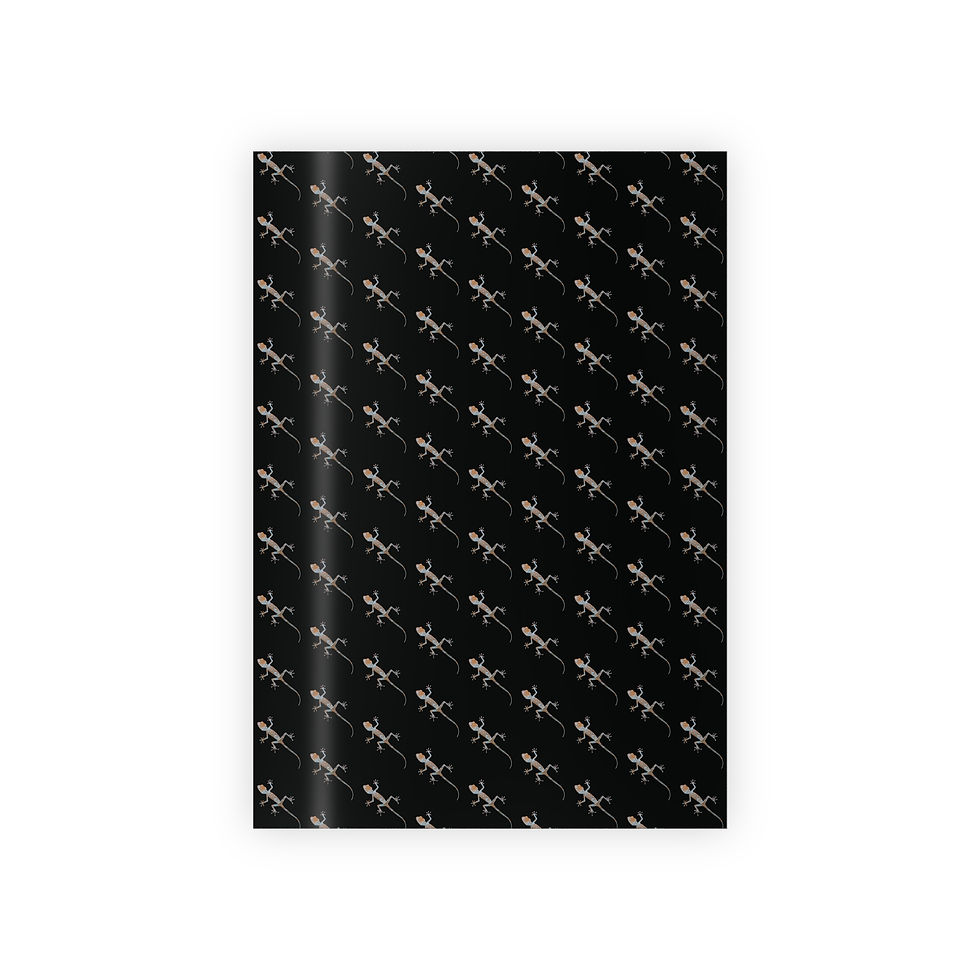 Thumbnail: sustainably sourced premium gift wrap with Nat-Ts' adorable gecko graphic coloured by a real photo of nature