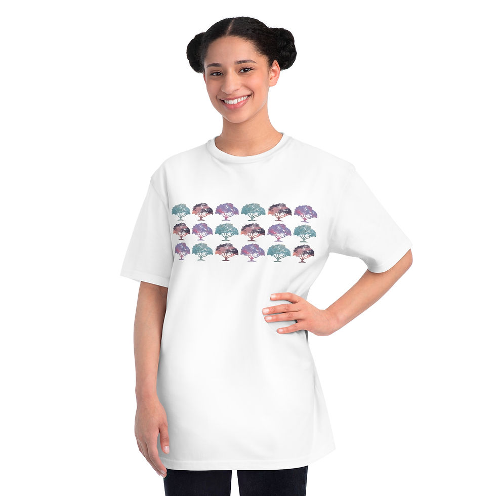 Thumbnail: organic cotton adult t-shirt with unique spring forest design by Nat-Ts