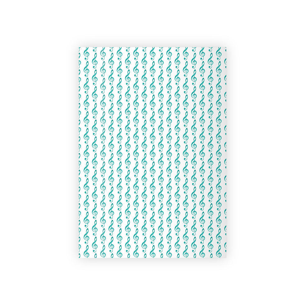 Thumbnail: sustainably sourced premium gift wrap with treble clef music graphic by Nat-Ts