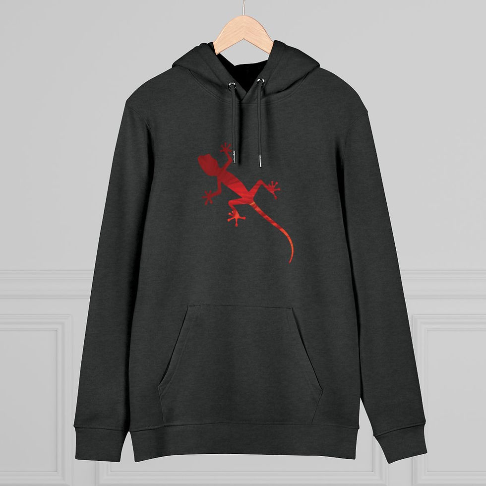 Thumbnail: eco friendly adult unisex hoodie with gecko design by Nat-Ts
