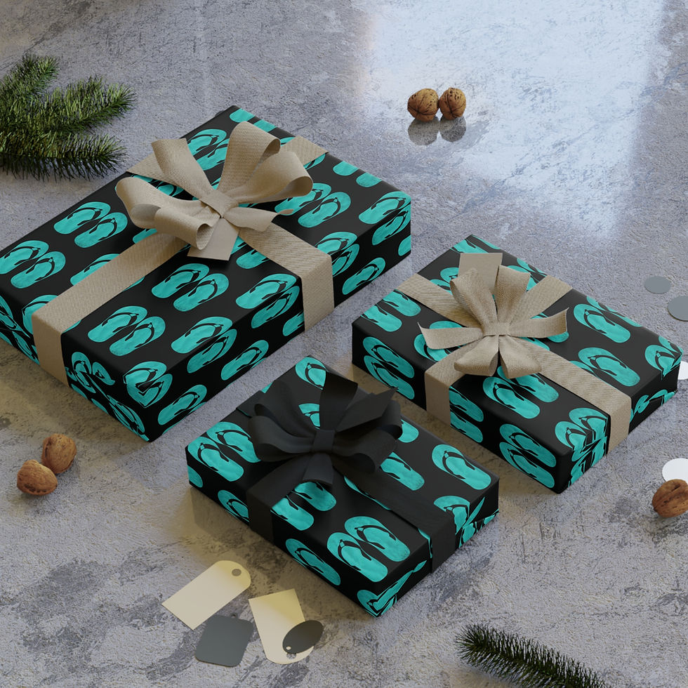 sustainably sourced premium gift wrap with jandals summer flip flops graphic by Nat-Ts