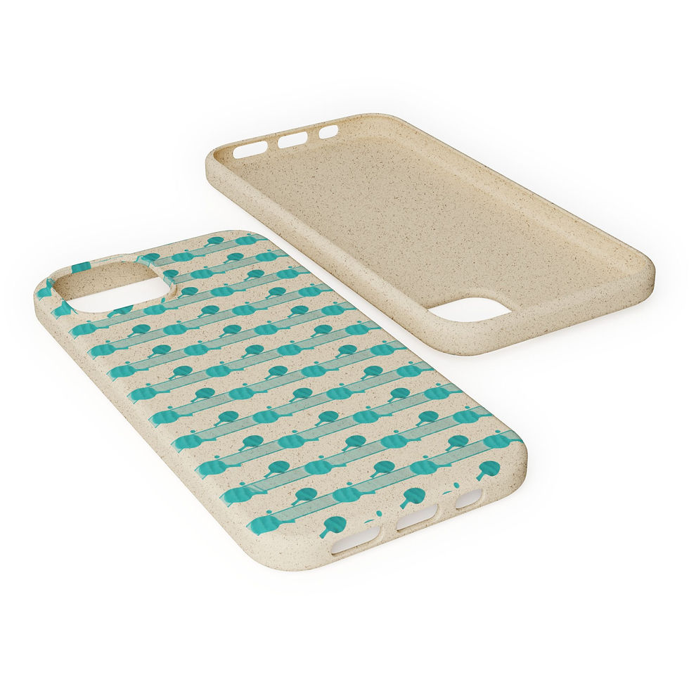 biodegradable plastic-free phone case with vibrant table tennis sport graphics coloured by real photos of nature