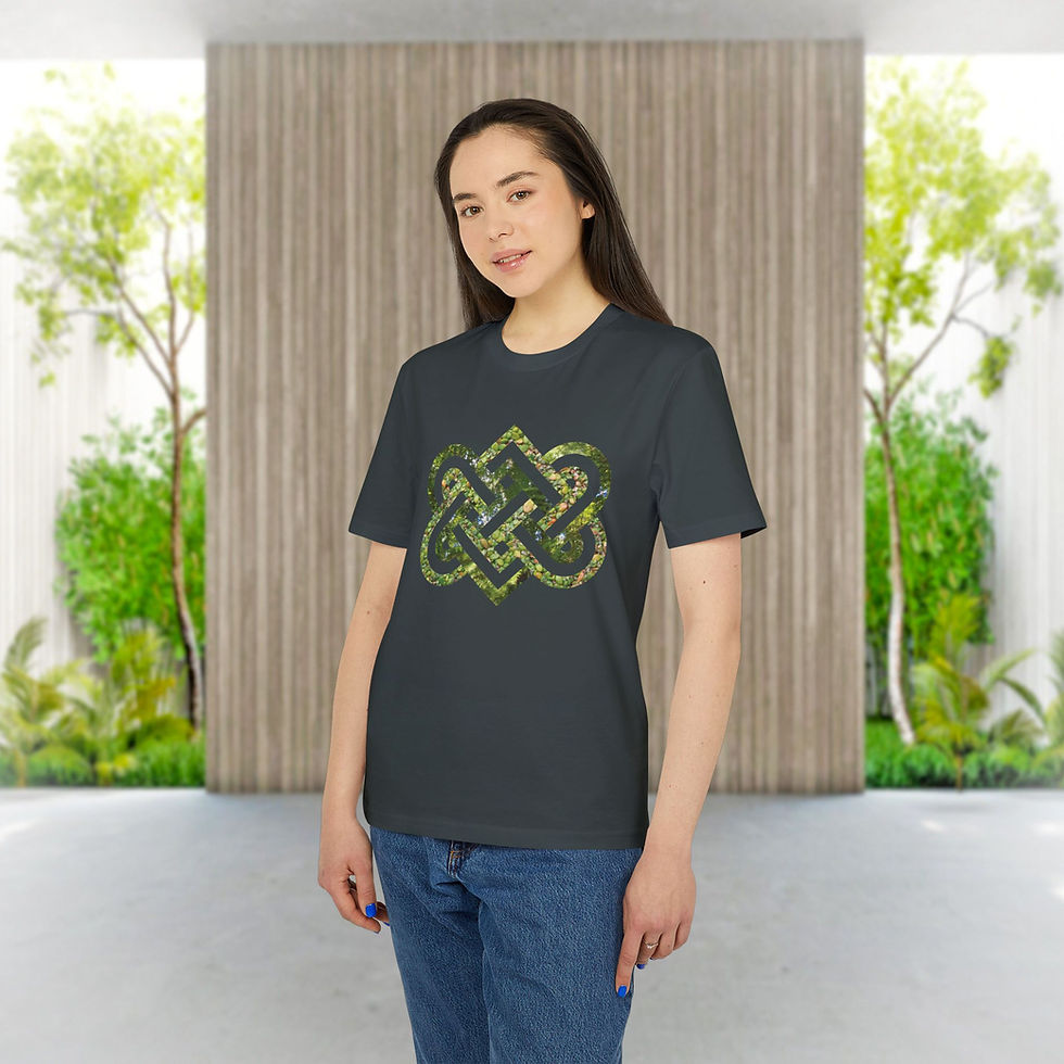 organic adult unisex t shirt with Celtic-inspired knot of entwined hearts by Nat-Ts