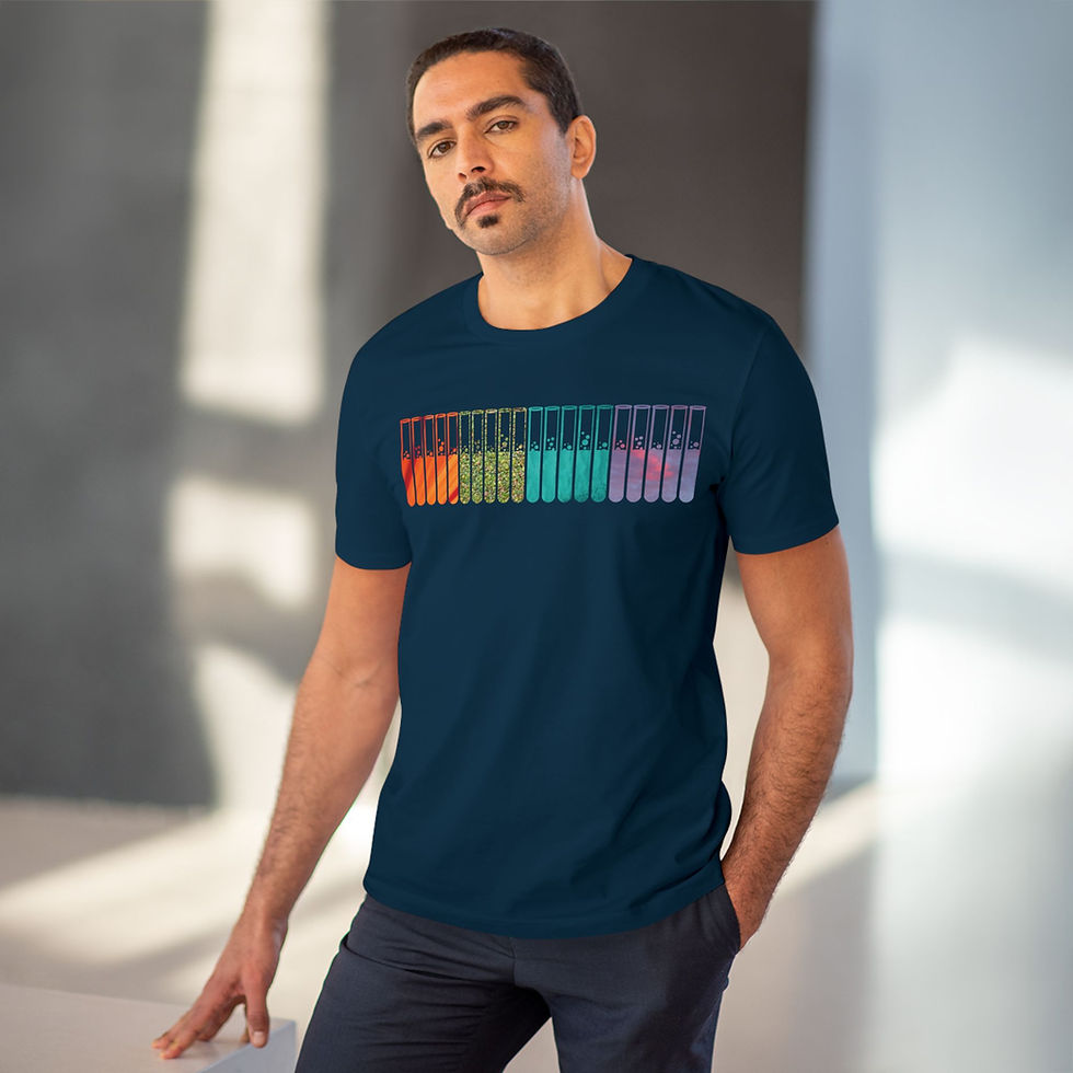 organic adult unisex t shirt with test tubes science design by Nat-Ts
