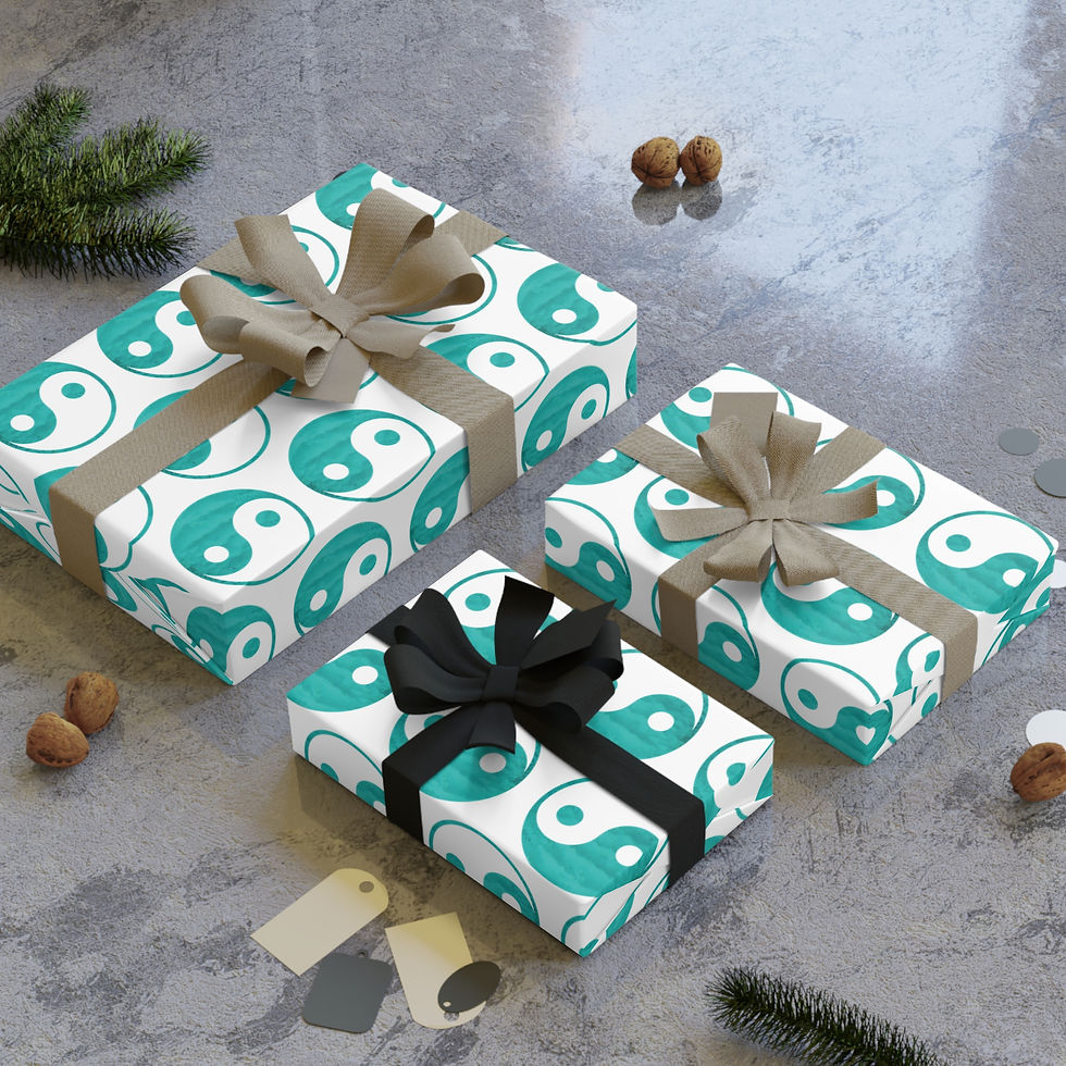 Thumbnail: Sustainably sourced, 95gsm premium, satin finish gift wrap with Yin Yang design by Nat-Ts