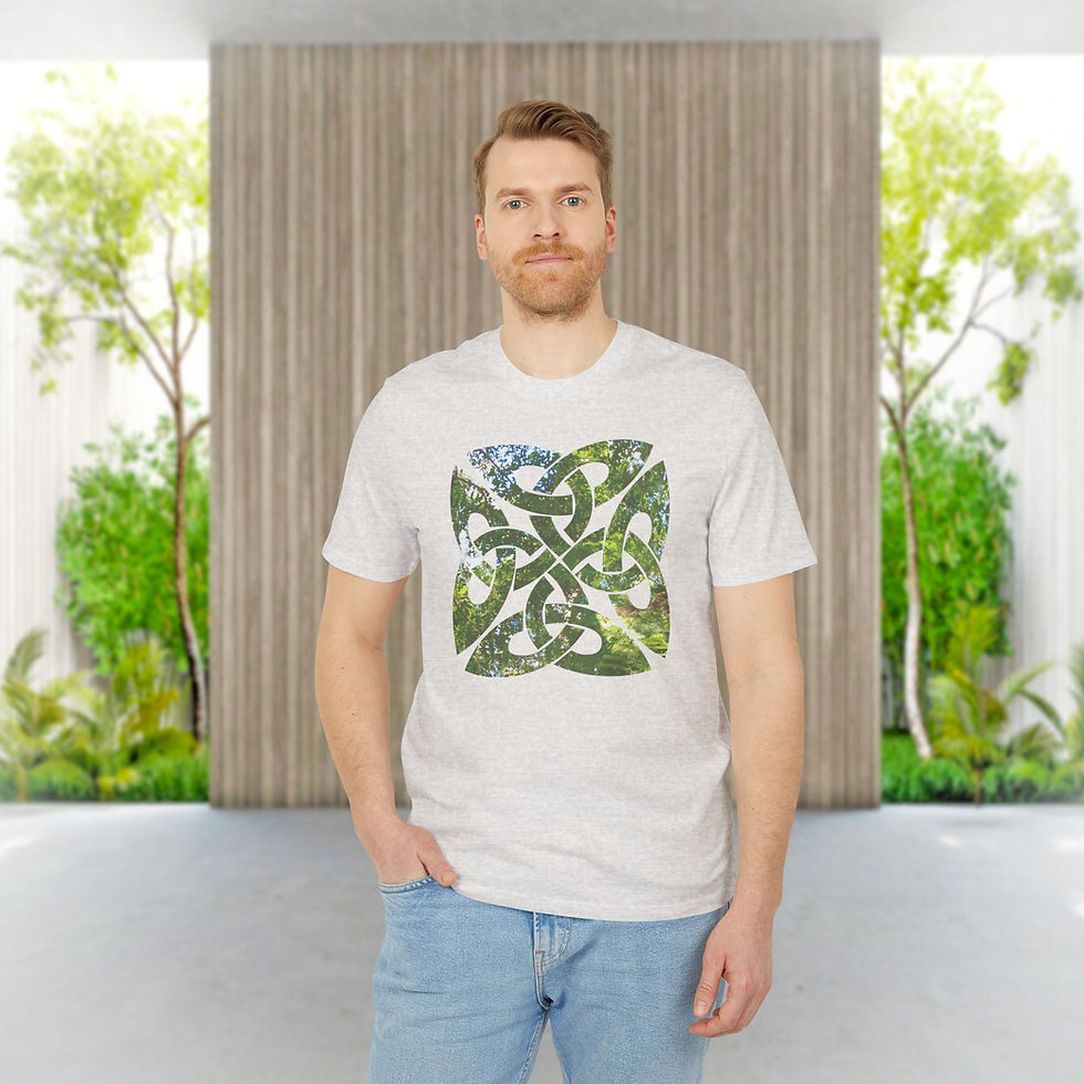 organic adult unisex t shirt with Celtic-inspired square knot design by Nat-Ts