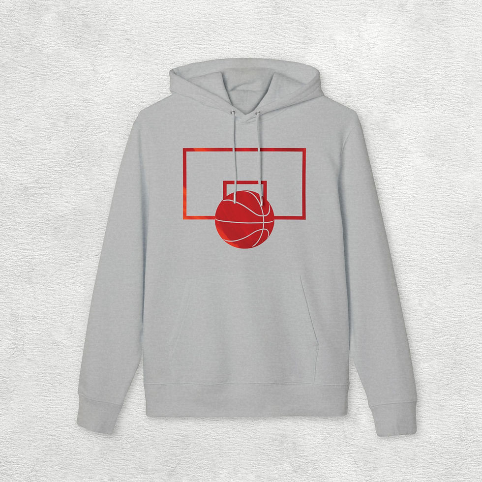 organic cotton adult unisex hoodie with basketball sport graphic by Nat-Ts