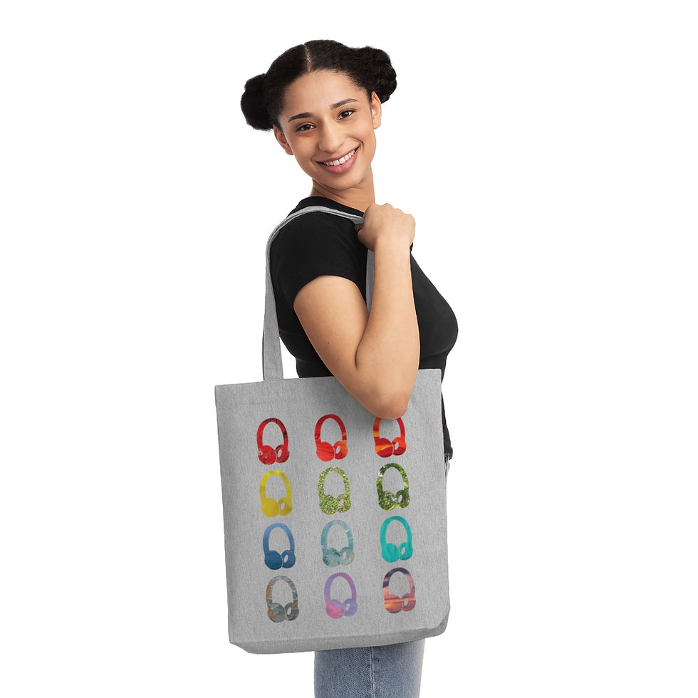 eco friendly tote bag with headphones music design by Nat-Ts