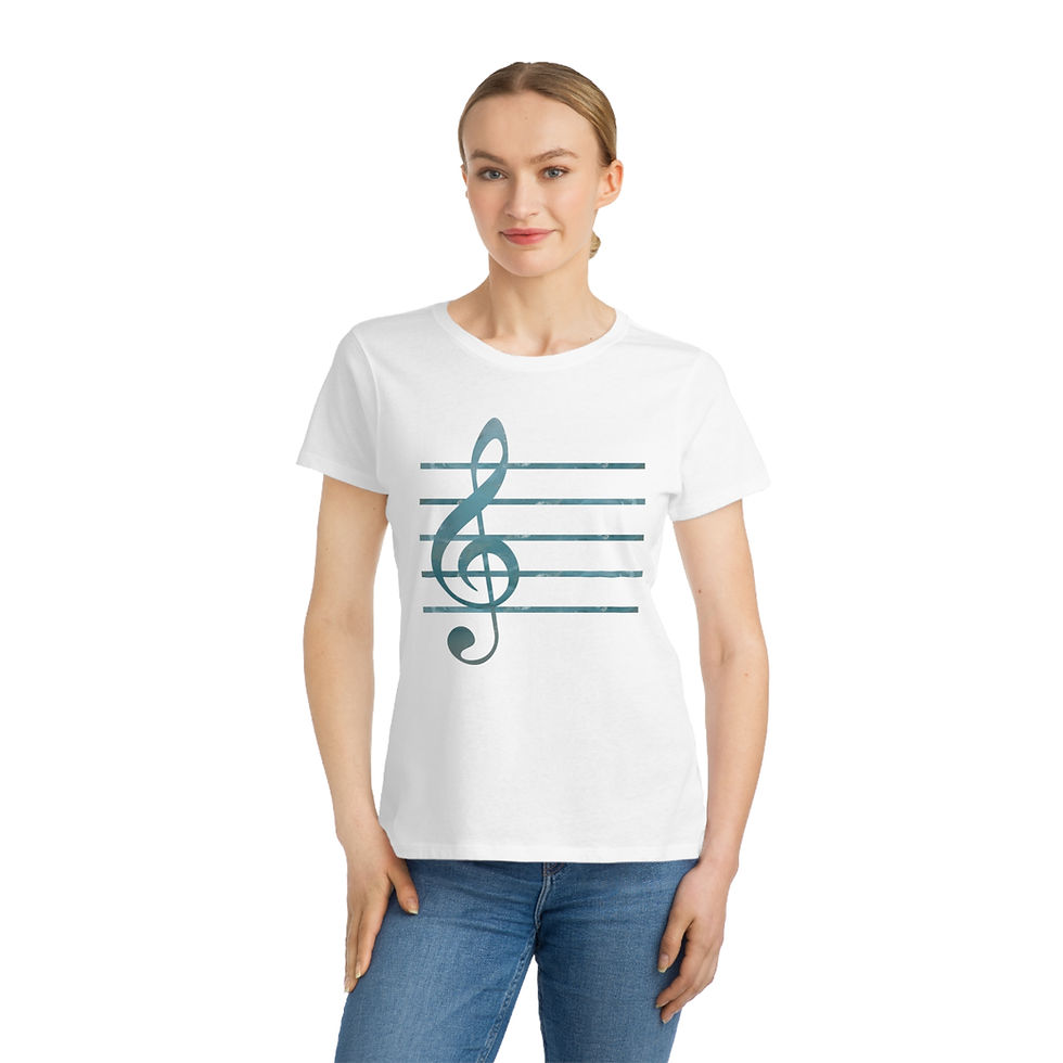 Thumbnail: premium organic cotton women's t-shirt with nature-inspired treble clef music graphic by Nat-Ts